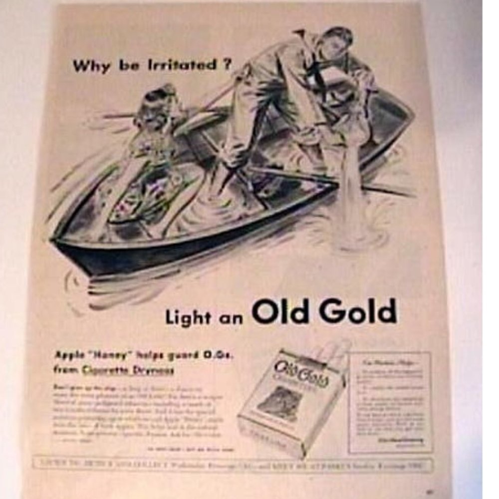 1945 Old Gold Cigarette Mag Print Ad Sailor Boat